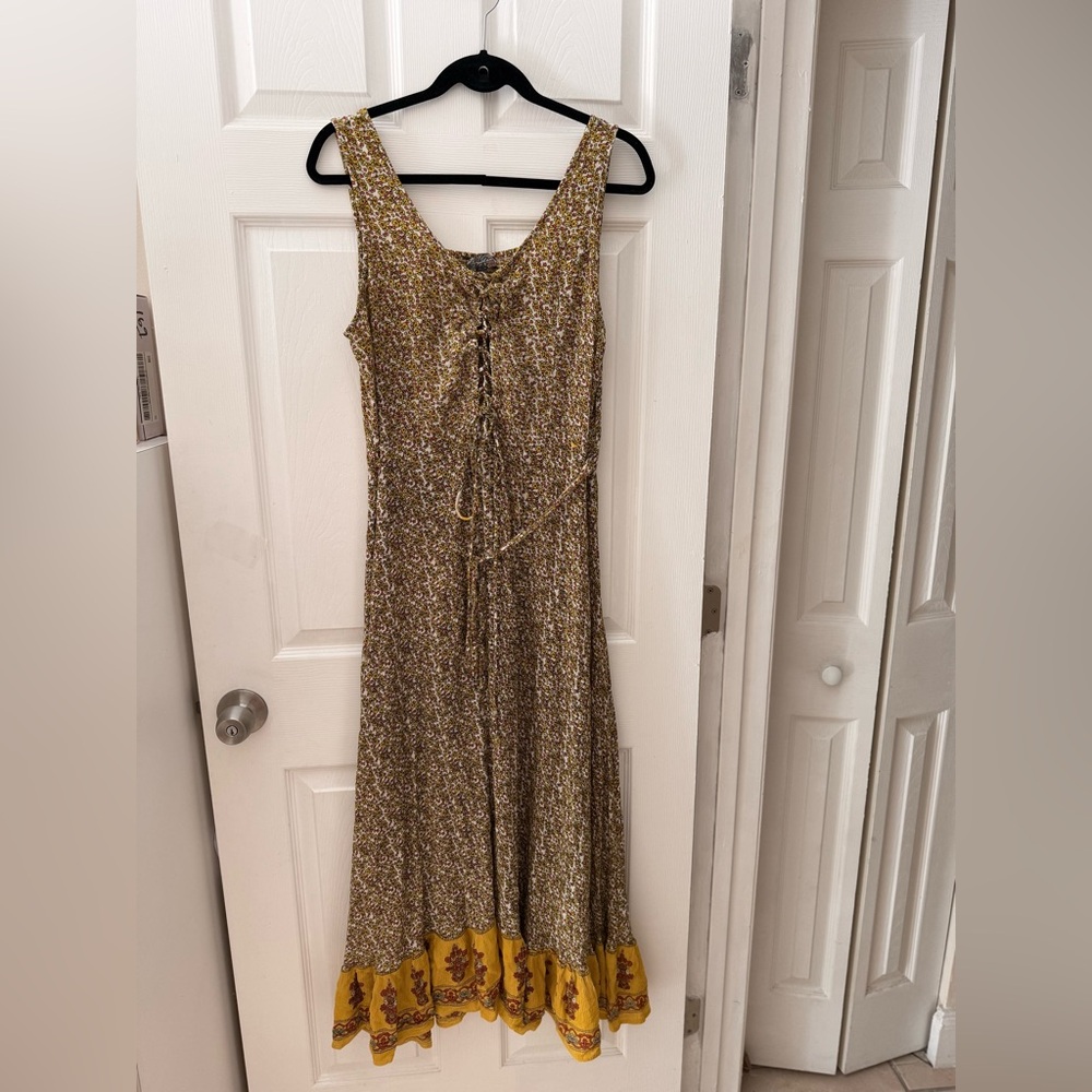 J Gee Floral Sleeveless Maxi dress with Yellow Hem